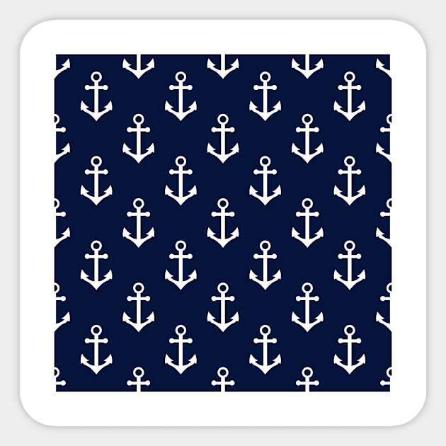 Blue Nautical Anchor Pattern Sticker by NewburyBoutique